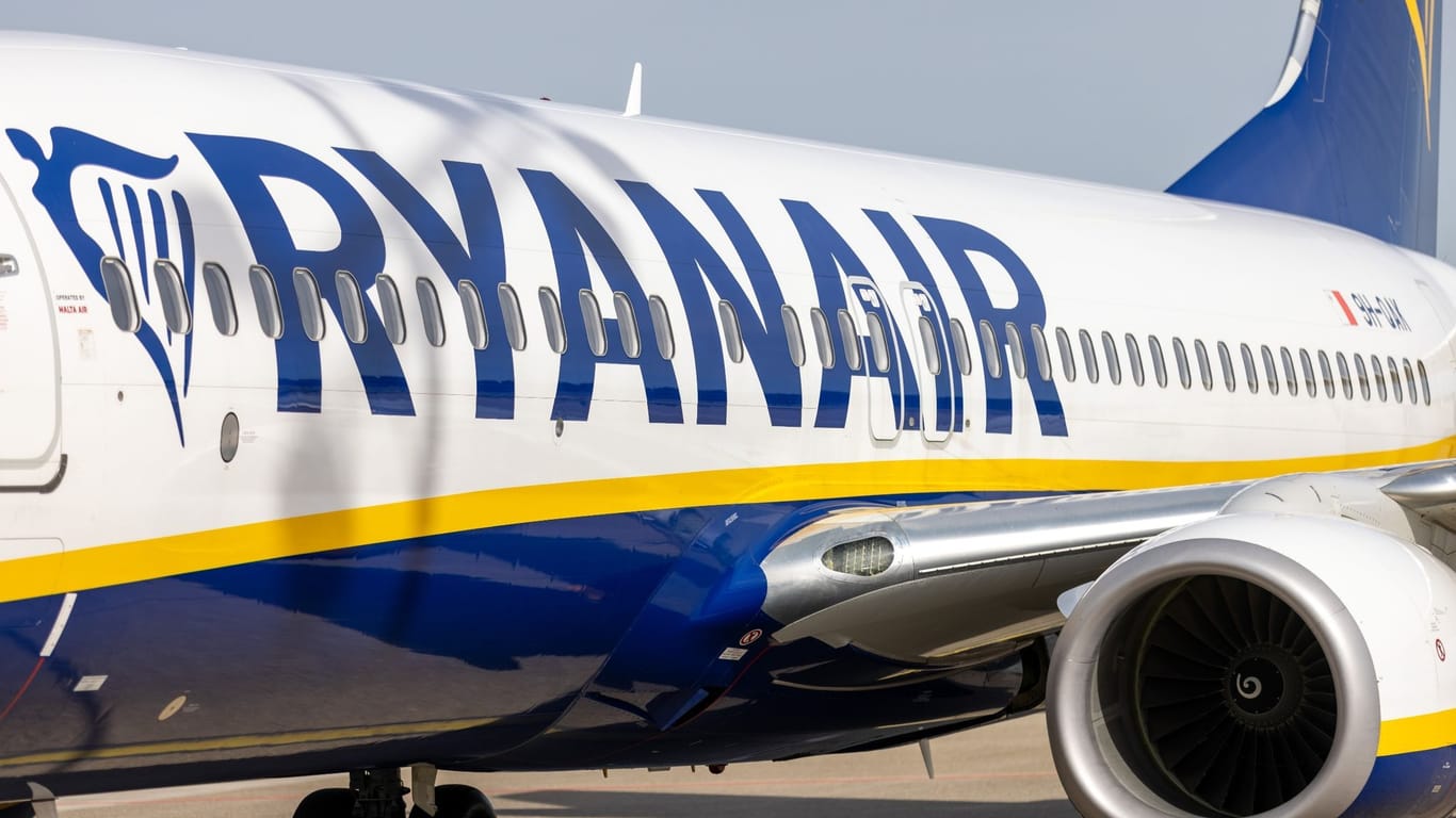 Ein Linienflugzeug der Fluggesellschaft Ryanair (Archivbild): Auf Ibiza legte sich ein Mann in das Gepäckfach.
