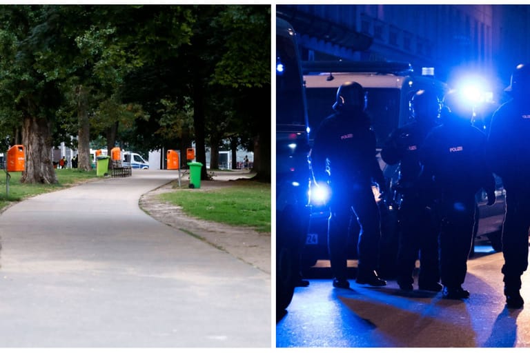 Der James-Simon-Park (links) wird immer wieder Ort von gewalttätigen Auseinandersetzungen (Fotomontage): In der Nacht zu Sonntag wurde er geräumt.