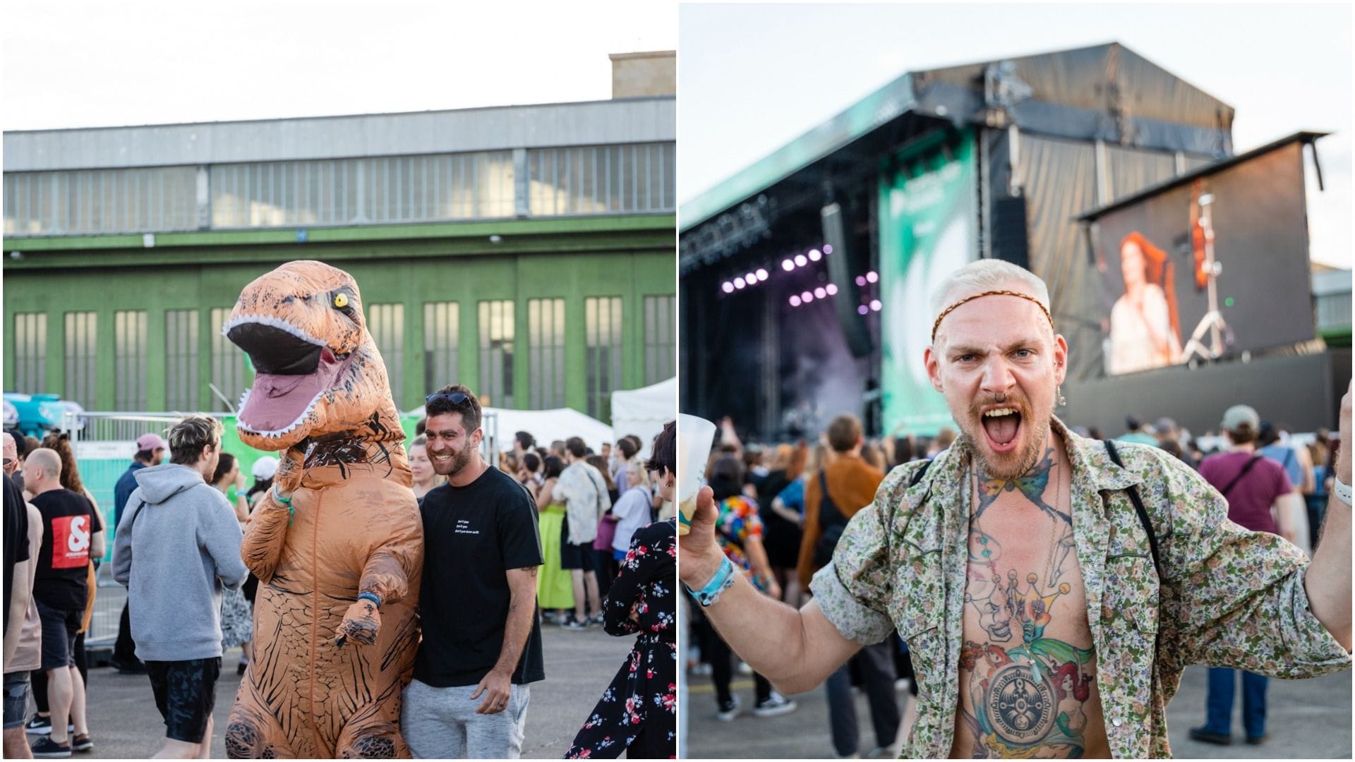 Feiernde auf dem Festival-Gelände: Das Tempelhof Sounds zog junge Familien genauso an, wie bunte Partyvögel.