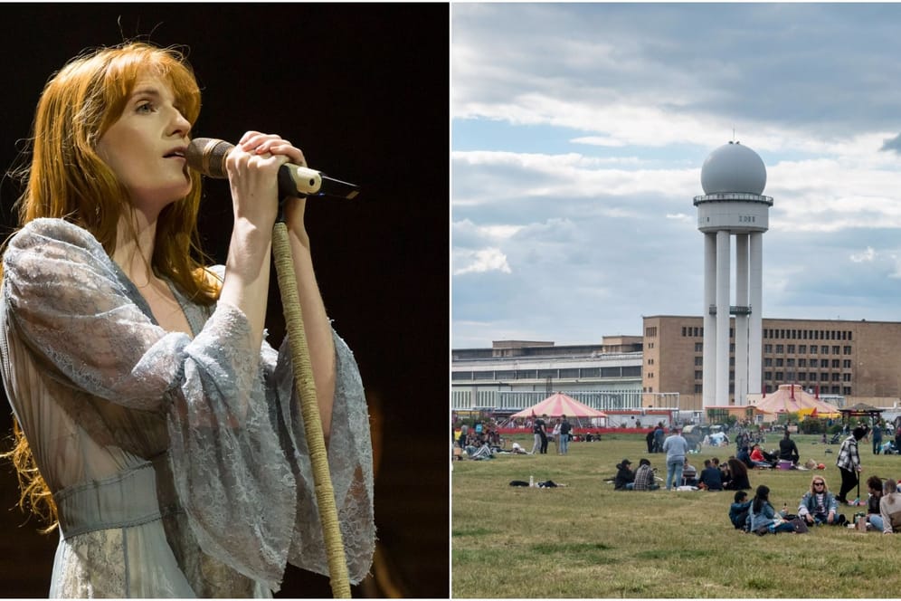 Sängerin Florence Welch von Florence + The Machine auf der Bühne: Die Band ist eines der großen Highlights auf dem Festival Tempelhof Sounds.