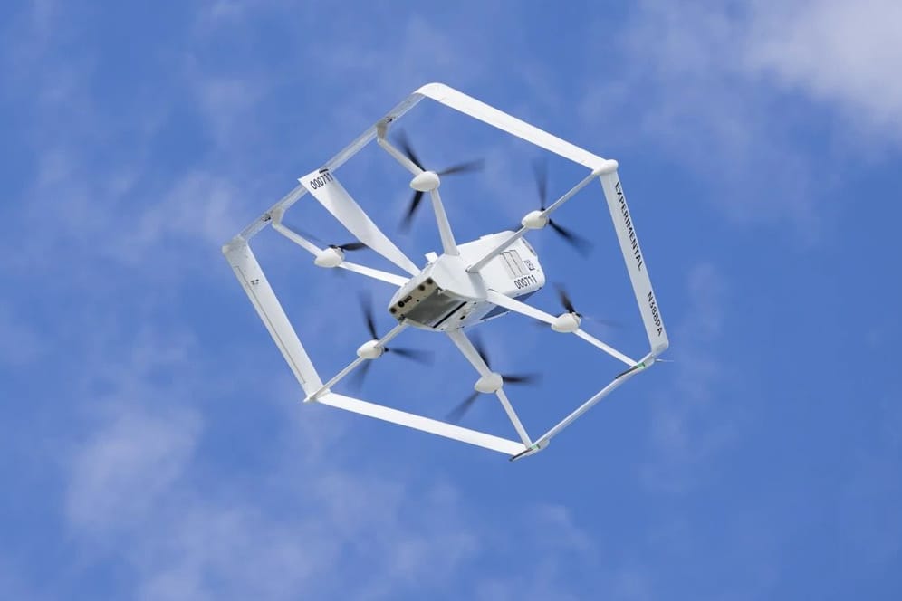 Amazons MK27-2-Drohne: Damit will Amazon noch in diesem Jahr die Paketauslieferung an Kunden starten.