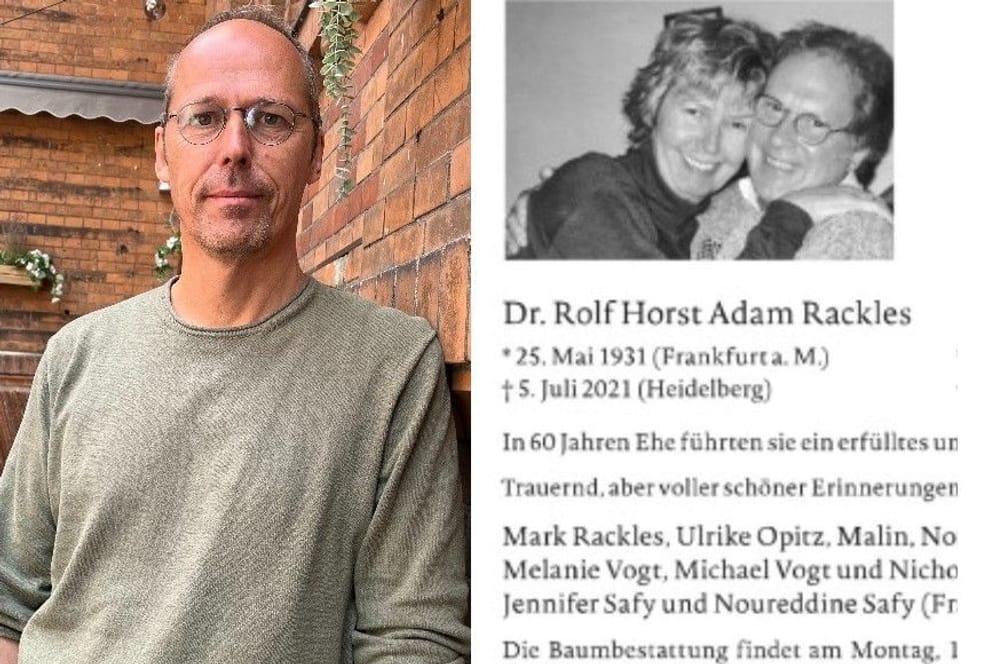 Mark Rackles und die Todesanzeige seiner Eltern: Gemein schied das Ehepaar aus dem Leben.