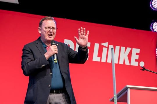 Bodo Ramelow (Die Linke), Ministerpräsident des Freistaats Thüringen, bei einer Parteiveranstaltung.