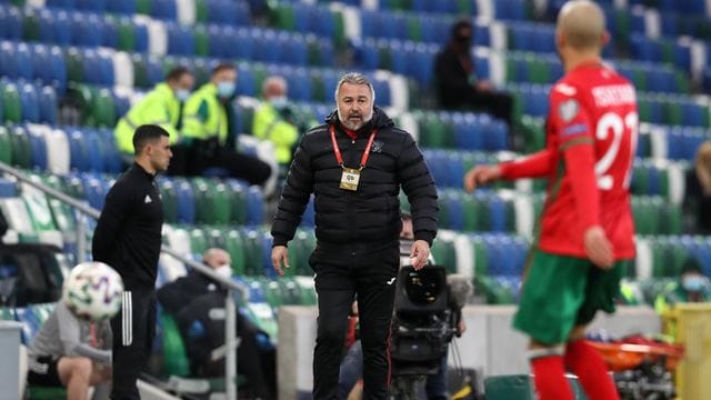 Ein Foto von Bulgariens Fußball-Nationaltrainer Jassen Petrow aus dem März 2021. Ein Foto von Bulgariens Fußball-Nationaltrainer Jassen Petrow aus dem März 2021.
