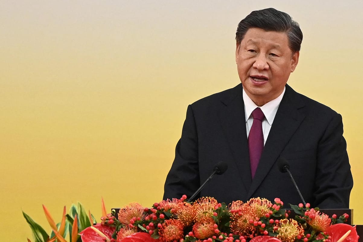 Xi Jinping in Hongkong: Die Stadt genieße die "wahre Demokratie", sagte Chinas Präsident in seiner Rede.