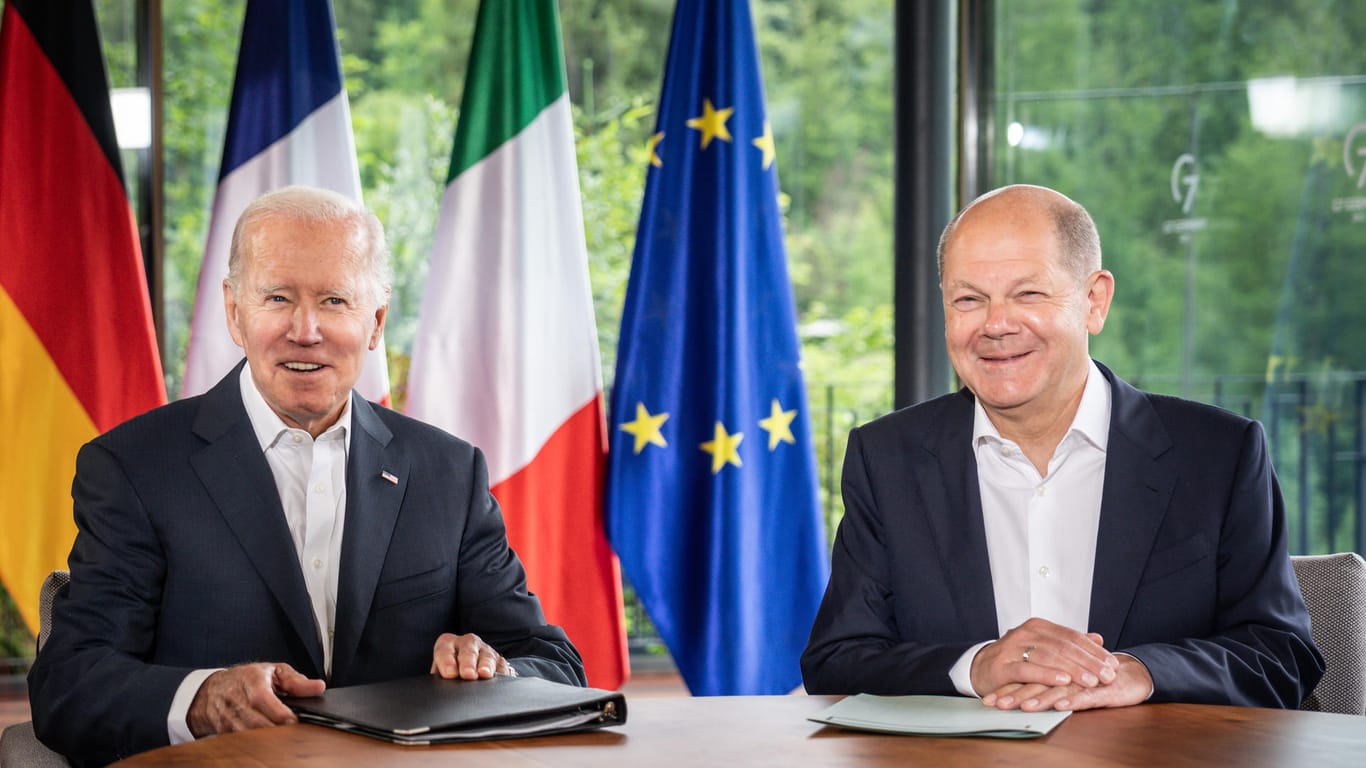 Joe Biden und Olaf Scholz auf dem G7-Gipfel: Der US-Präsident lobte den Bundeskanzler.