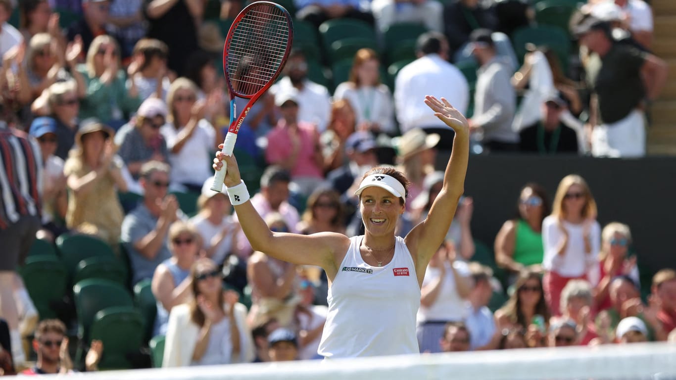 "Pure Freude" bei Tatjana Maria. Die Deutsche jubelt über ihre persönliche Bestleistung in Wimbledon.