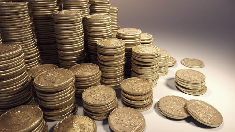 Haufen von Goldmünzen (Symbolbild): Die Inflationsrate kletterte in Simbabwe im Juni auf fast 192 Prozent.