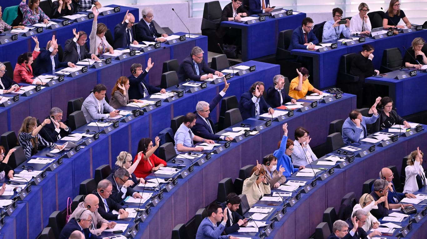 Abstimmung im Plenarsaal des Europaparlaments in Straßburg: Die Abgeordneten in Umwelt- und Finanzausschuss haben ihren Kolleginnen und Kollegen empfohlen, gegen Atom und Erdgas in der Taxonomie zu votieren. Doch es dürfte knapp werden.