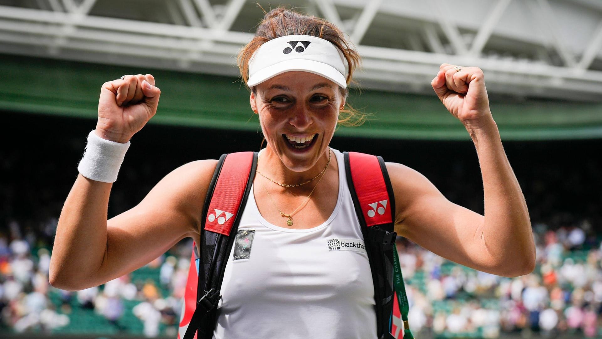 Pure Freude bei Tatjana Maria: Die zweifache Mutter steht im Halbfinale von Wimbledon.