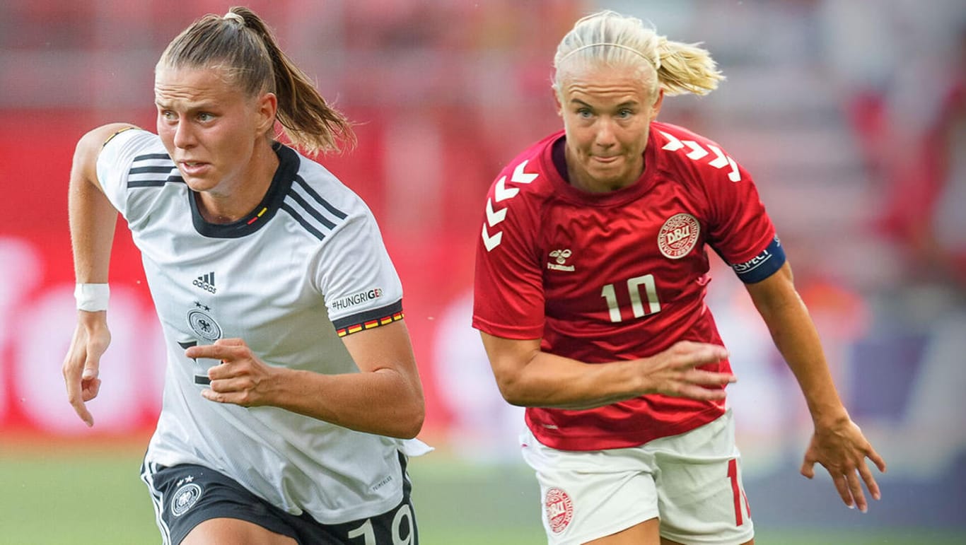 Die Dänin Pernille Harder (r.) und DFB-Spielerin Klara Bühl: Sie treffen gleich im ersten Spiel aufeinander.