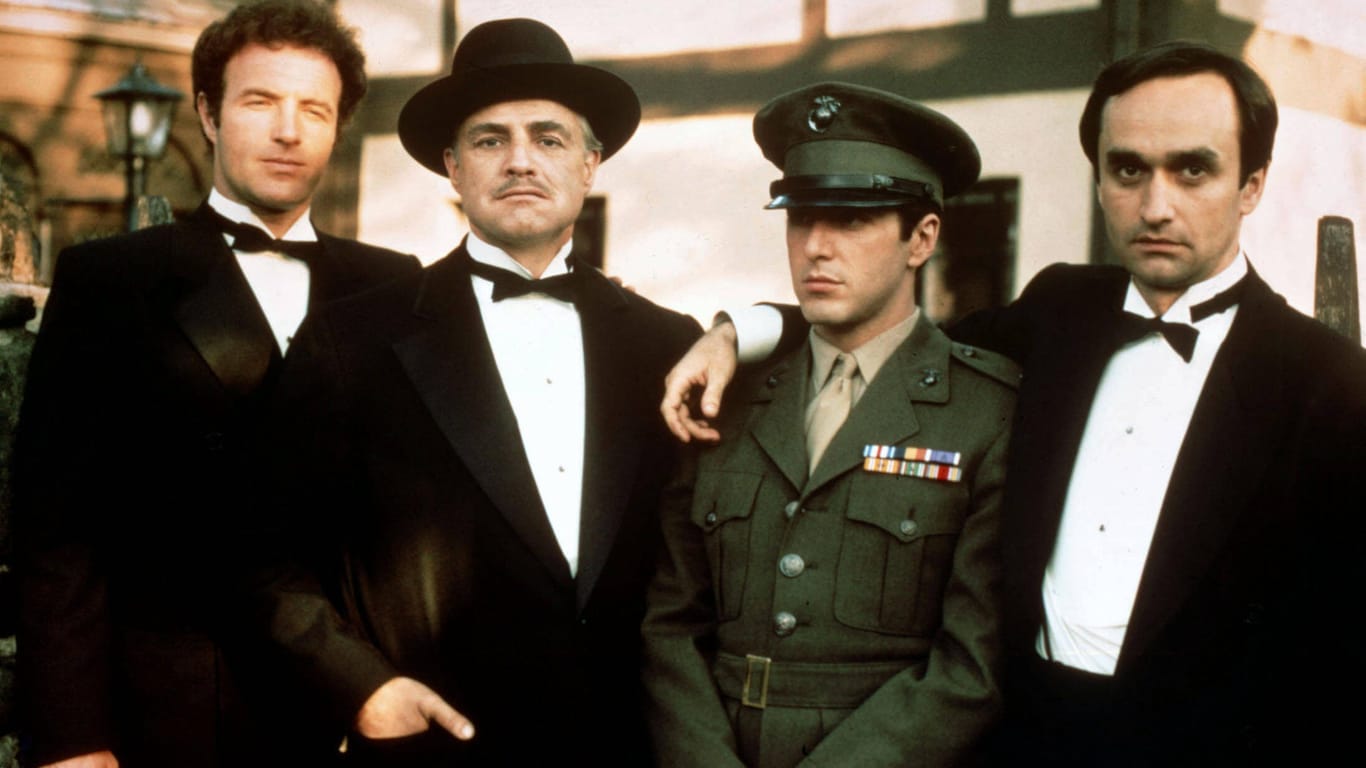 James Caan (l.) mit Marlon Brando, Al Pacino und John Cazale in "Der Pate".