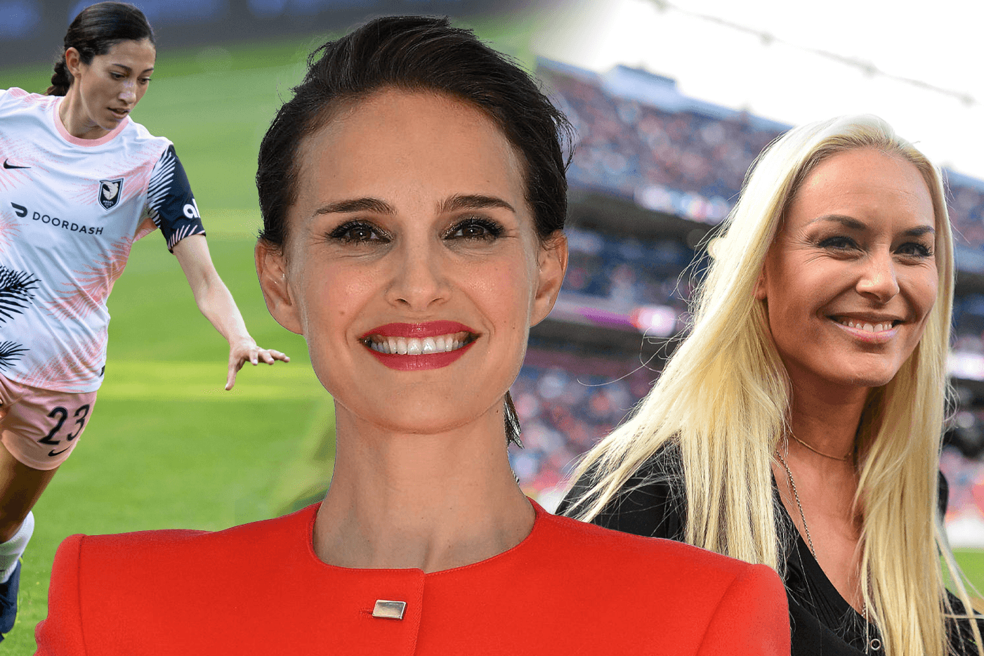 Christen Press (l.) ist Spielerin beim Angel City FC: Natalie Portman hat den Klub gegründet, Ski-Star Lindsey Vonn (r.) ist Investorin.