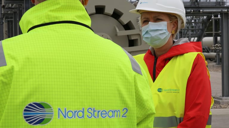 Manuela Schwesig bei der Anlandestation von Nord Stream 2: Deutschland ist weiterhin von russischem Erdgas abhängig.