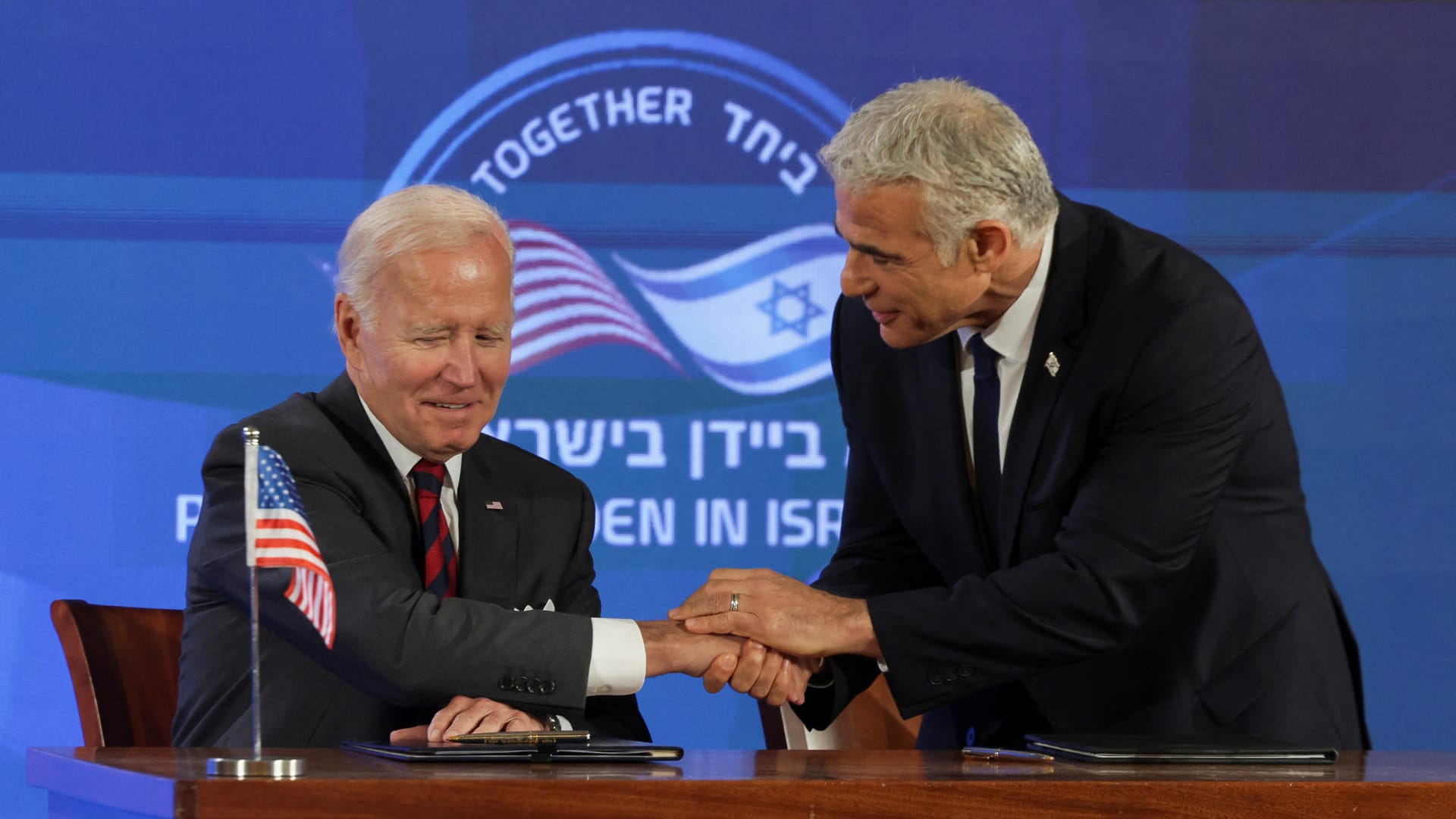 Joe Biden mit Israels Premier Yair Lapid: Beide Staaten wollen eine atomare Bewaffnung Irans verhindern.