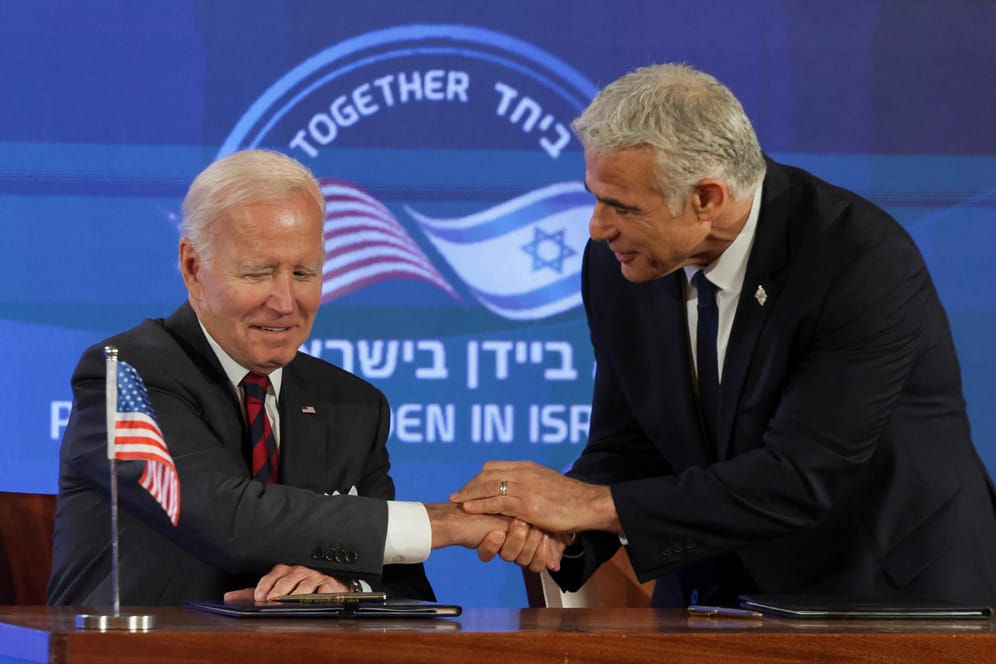 Joe Biden mit Israels Premier Yair Lapid: Beide Staaten wollen eine atomare Bewaffnung Irans verhindern.