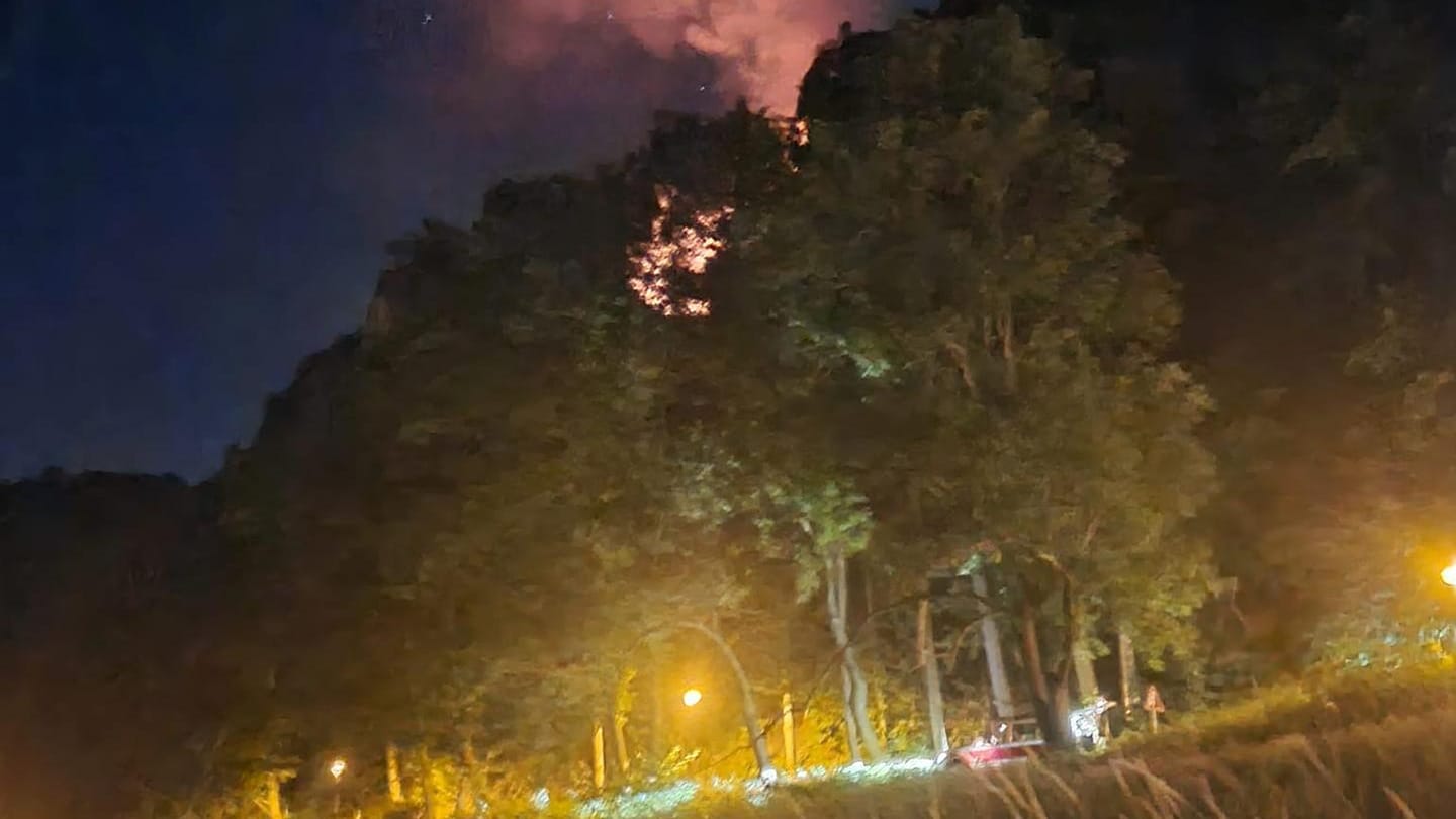 Aufnahmen der freiwilligen Feuerwehr in Rathen: In der Sächsischen Schweiz kämpfen Einsatzkräfte gegen die Flammen.