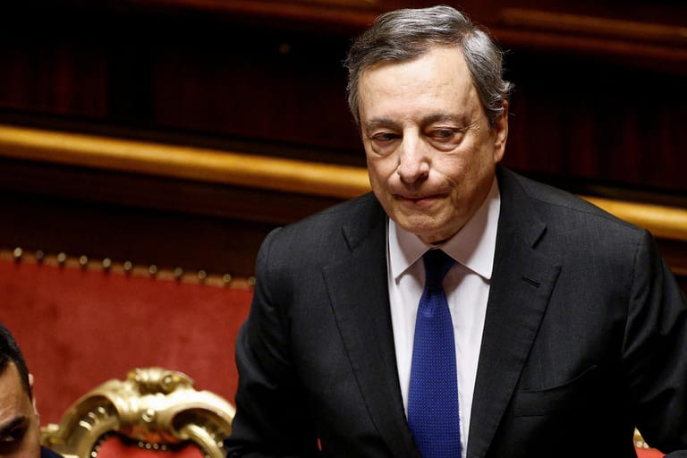 Mario Draghi im Senat: Ein Rücktritt ist mit der gescheiterten Abstimmung so gut wie unausweichlich geworden.
