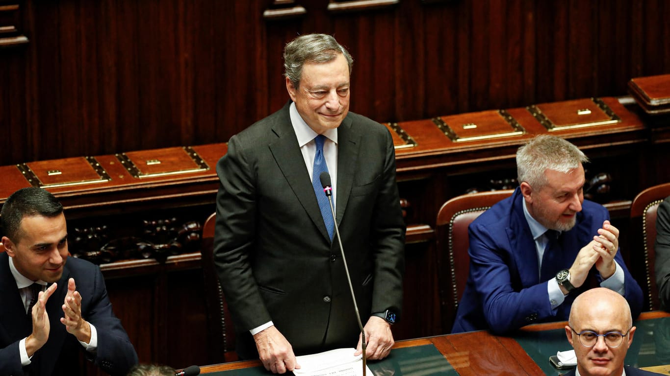 Mario Draghi, Ministerpräsident Italiens: Er bat darum, die Sitzung zu unterbrechen.