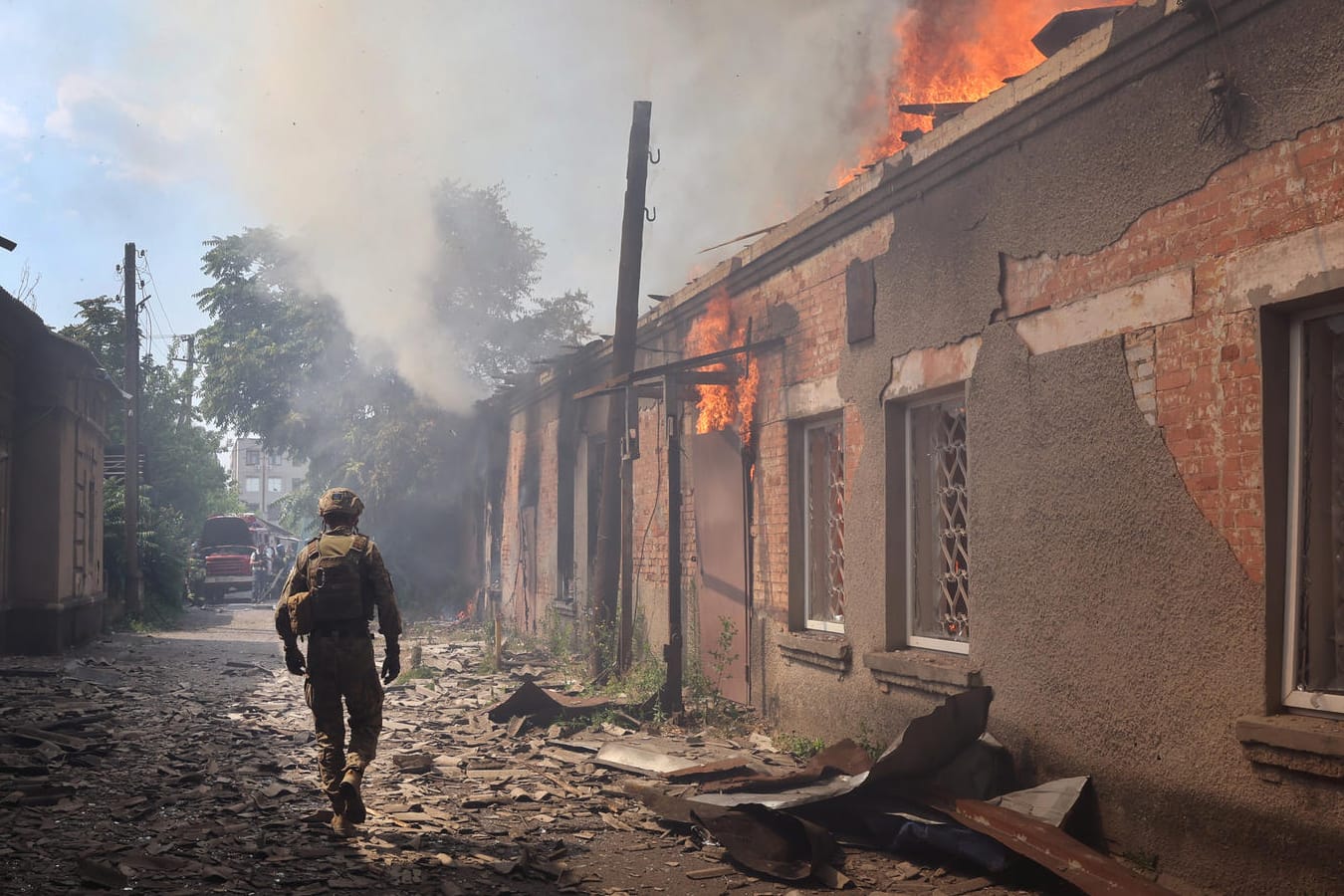 Schäden im Donbass nach einem russischen Beschuss Anfang Juli: Das US-Außenministerium bestätigt den Tod zweier Staatsbürger.