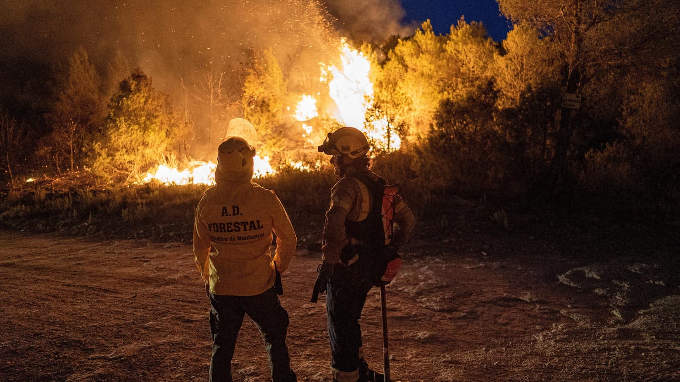 Einsatzkräfte der Feuerwehr in Spanien: Besonders Teneriffa ist durch die Flammen bedroht.