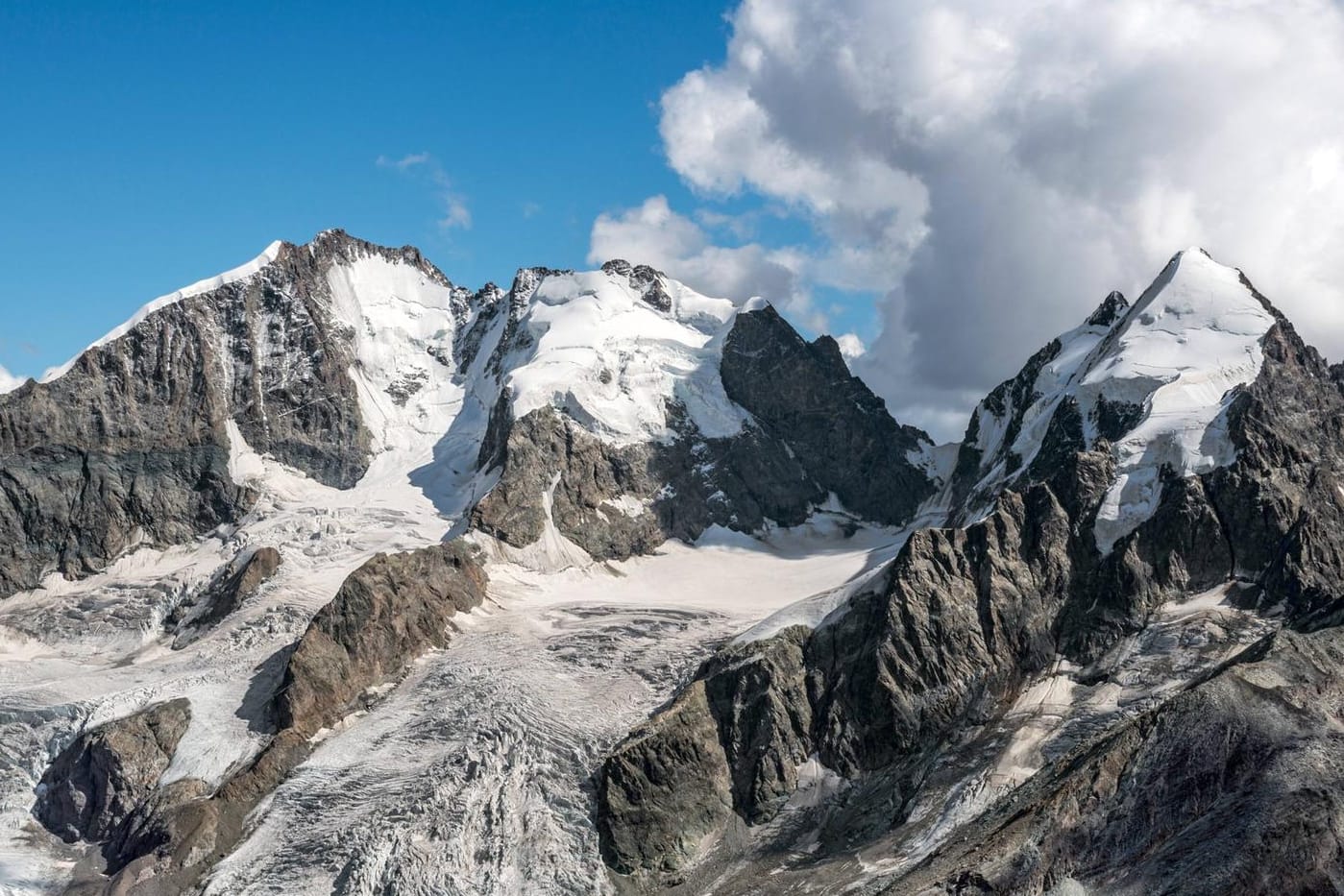 Piz Rosegg, Sellagletscher und Piz Bernina: Hier ist das Unglück passiert.