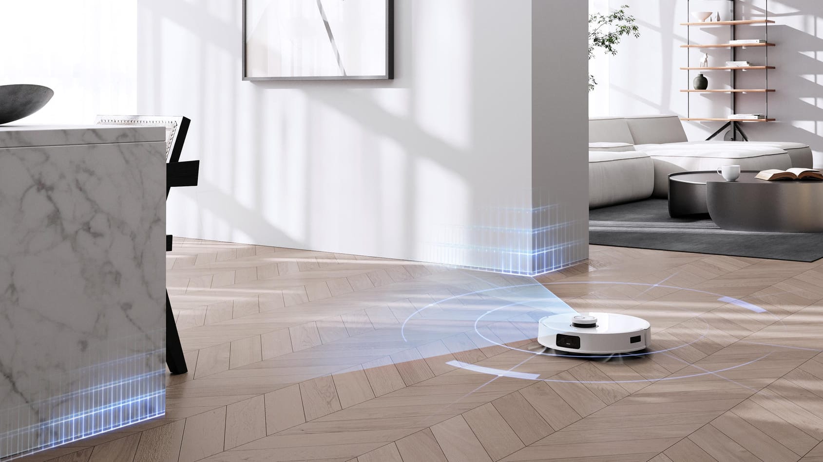 Fühl dich wie zu Hause! Bevor es ans Putzen geht, wird die Umgebung erkundet und in einer 3D-Karte festgehalten.