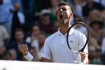 Kurz vor dem Ziel: Novak Djokovic bejubelt seinen Finaleinzug in Wimbledon.