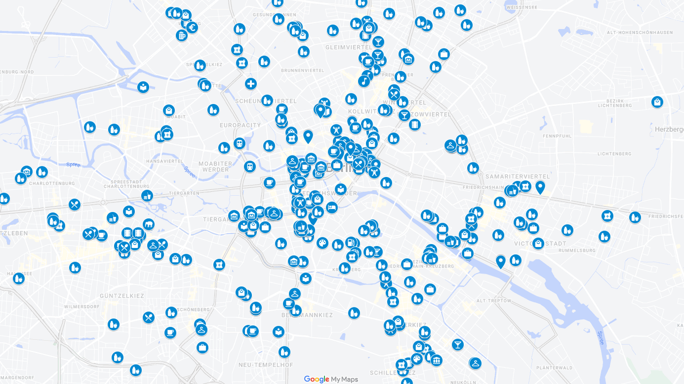 Screenshot der Kalten Karte: Trotz Hitze laden viele Orte in Berlin zum Abkühlen und Verschnaufen ein.
