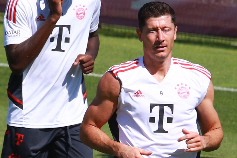 Robert Lewandowski: Der Bayern-Star im Training am Donnerstag.