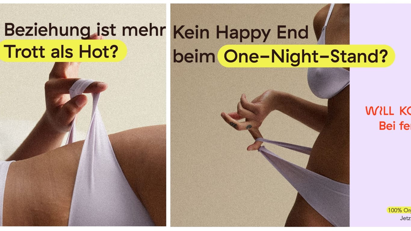 Werbeplakate des Start-ups Femtasy: Wegen Verstößen gegen die Berliner Werberichtlinien wurden diese Entwürfe abgelehnt.