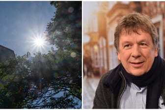 Sonnenschein in Berlin und Wetterexperte Jörg Kachelmann (Montage): Deutschland erlebt derzeit ungewöhnlich heiße Tage.