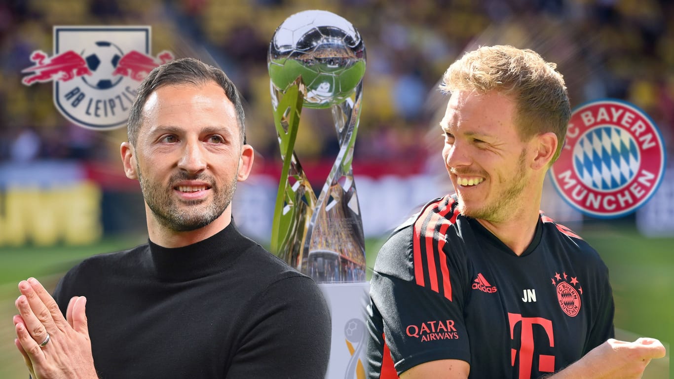 Domenico Tedesco und Julian Nagelsmann (r.): Die Trainer kämpfen im Supercup um den ersten Titel der neuen Saison.