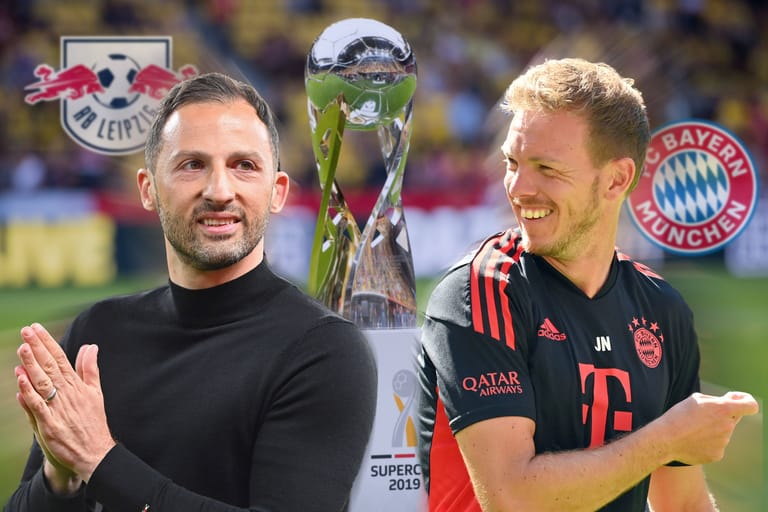 Domenico Tedesco und Julian Nagelsmann (r.): Die Trainer kämpfen im Supercup um den ersten Titel der neuen Saison.