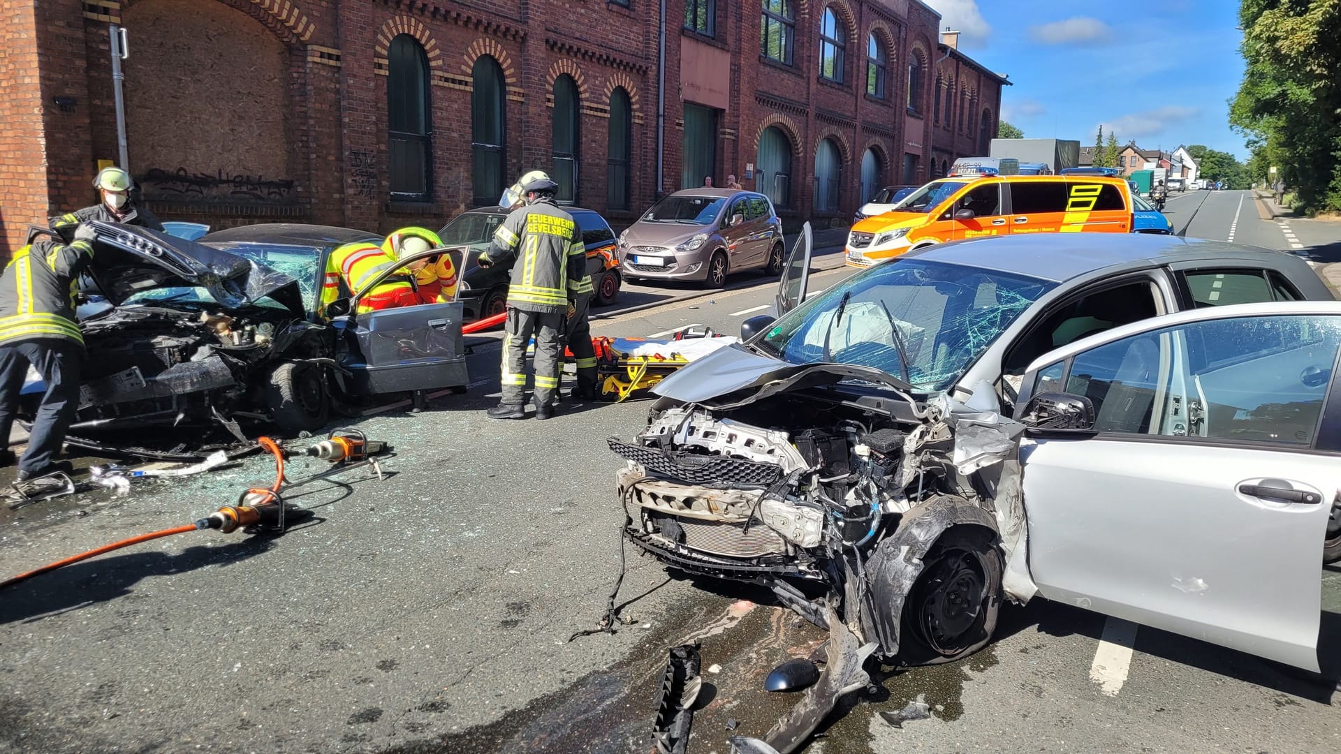 Die Einsatzstelle: Bei einem Unfall in Gevelsberg sind drei Personen verletzt worden.