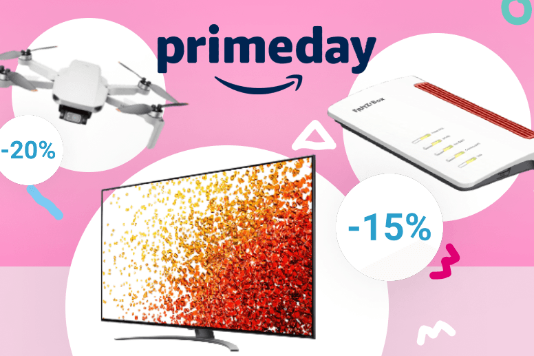 Die Technik-Deals der Stunde: Ein LG-Fernseher, eine FRITZ!Box sowie eine DJI-Drohne.