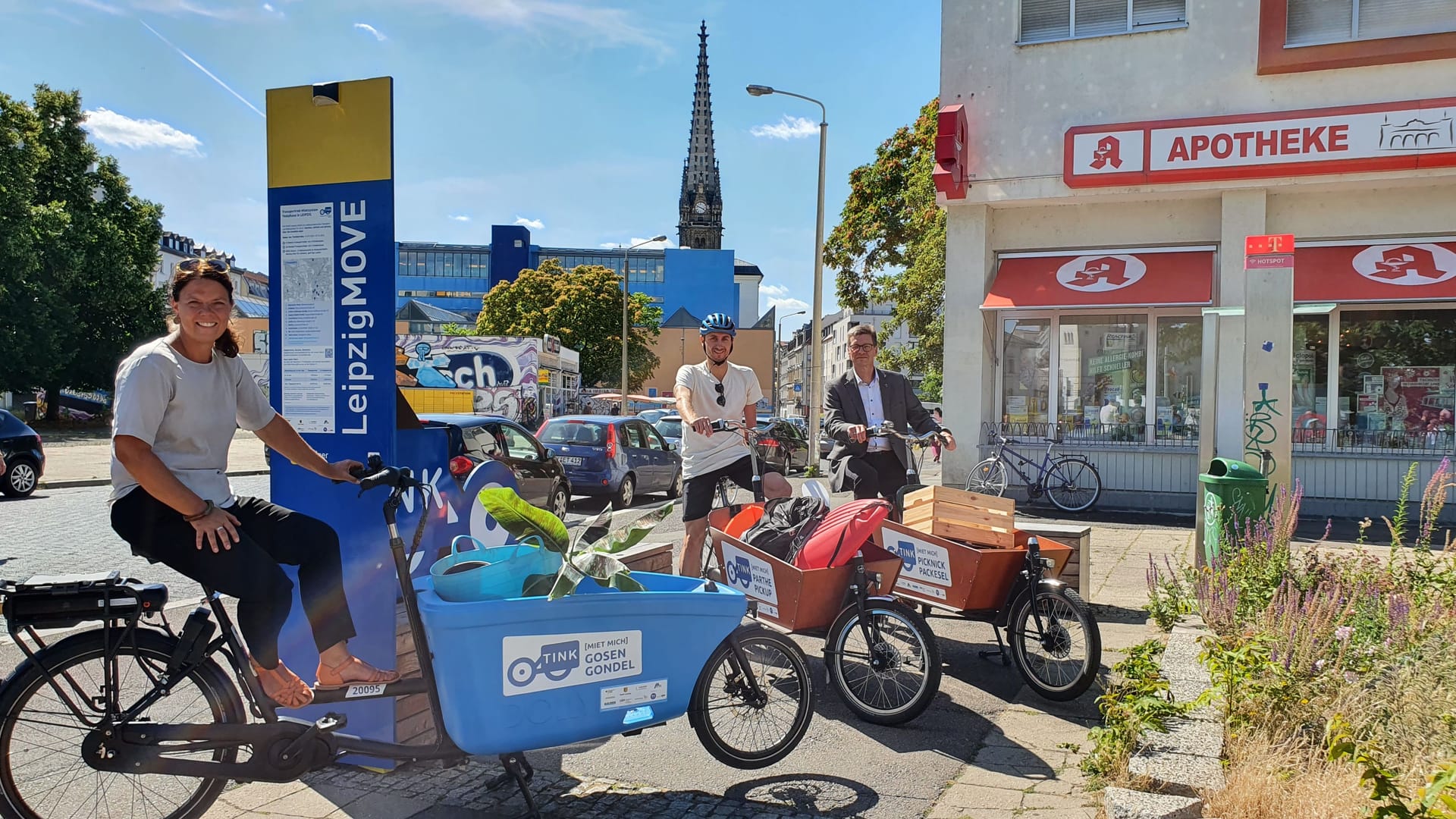 Pressefoto der Stadt Leipzig zum Lastenrad-Ausleih-Projekt: Sieht gut aus, ist aber teurer als ein Mietauto.