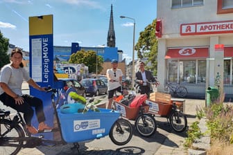 Pressefoto der Stadt Leipzig zum Lastenrad-Ausleih-Projekt: Sieht gut aus, ist aber teurer als ein Mietauto.