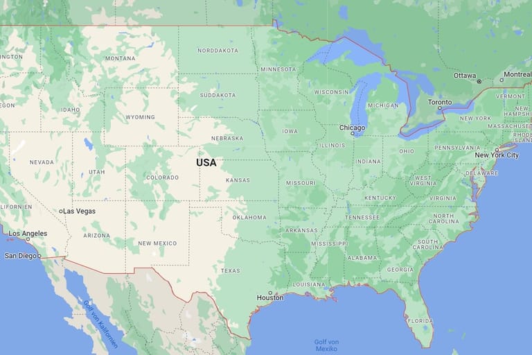 Die Vereinigten Staaten in Google Maps.