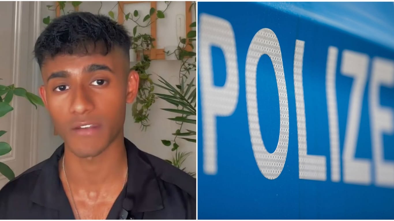 "Fridays for Future"-Aktivist, Polizei-Schriftzug: Der Mann wirft Berliner Polizisten "rassistische Polizeigewalt" vor.