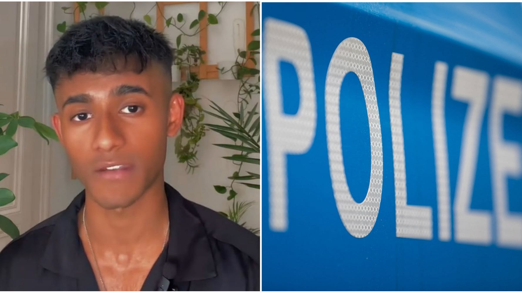 "Fridays for Future"-Aktivist, Polizei-Schriftzug: Der Mann wirft Berliner Polizisten "rassistische Polizeigewalt" vor. "Fridays for Future"-Aktivist, Polizei-Schriftzug: Der Mann wirft Berliner Polizisten "rassistische Polizeigewalt" vor.