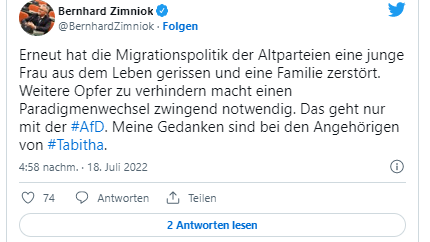 Twitter-Beitrag eines AfD-Politikers.