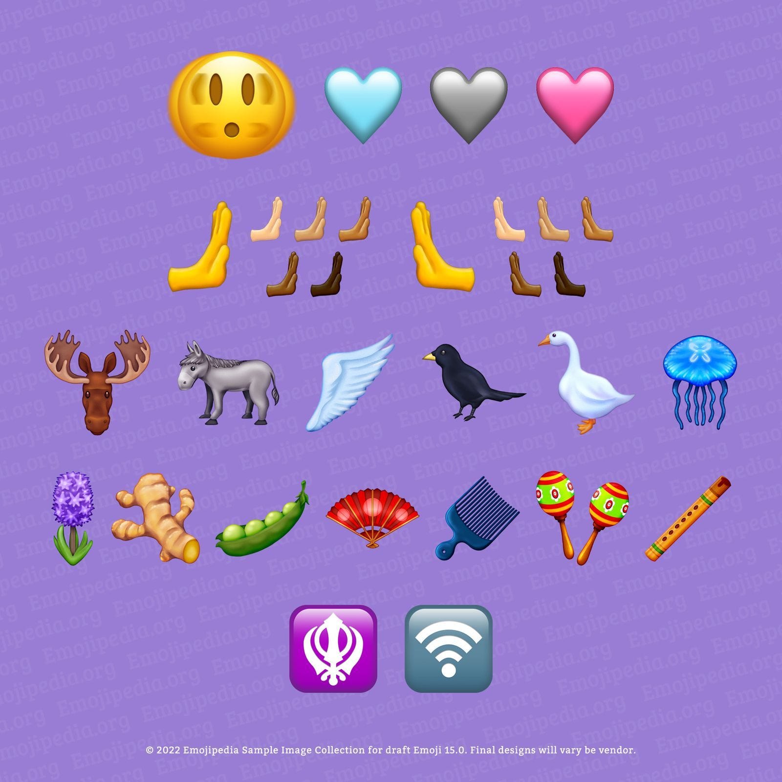 Entwürfe von Emojipedia, die die 31 Emoji-Vorschläge zeigen.