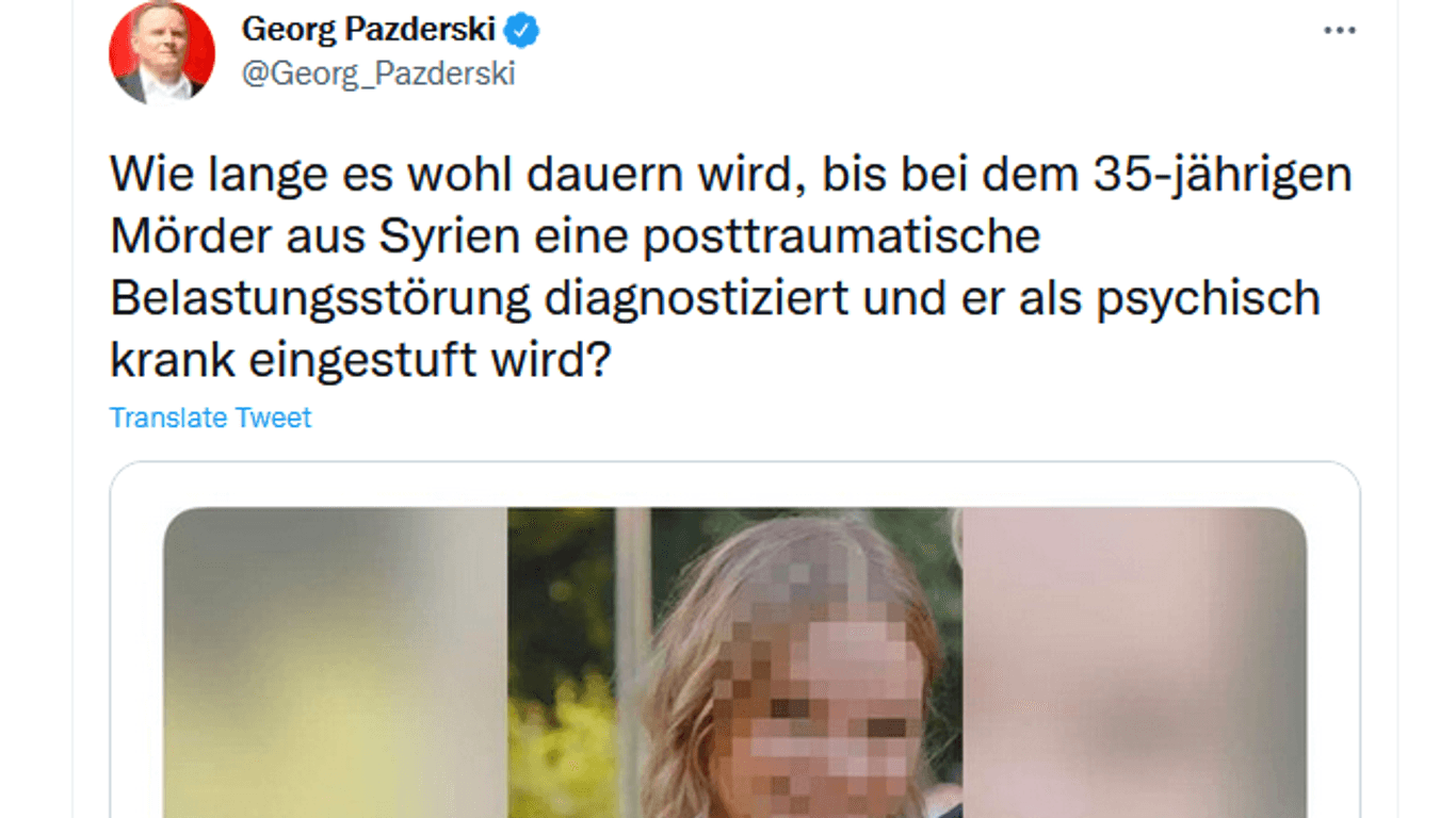 Der Post des AfD-Bundestagsabgeordneten Georg Pazderski auf Twitter.