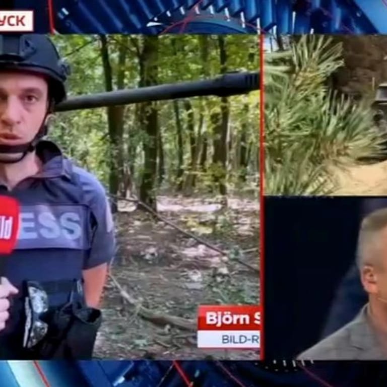 Drohungen im russischen Staatsfernsehen: In der Sendung "60 Minuten" droht Duma-Politiker Aleksej Schurawljow westlichen Journalisten, die aus der Ukraine berichten.
