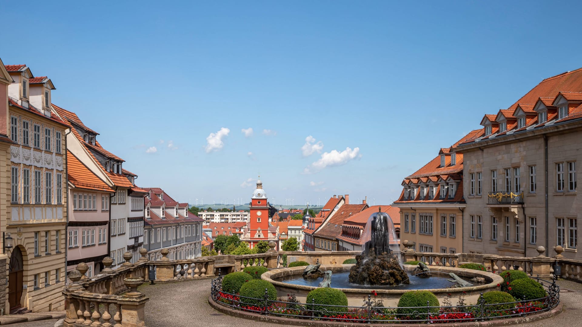 Wasser satt: Brunnen und Wasserläufe ziehen sich in Gotha vom Schloss bis in die Altstadt.