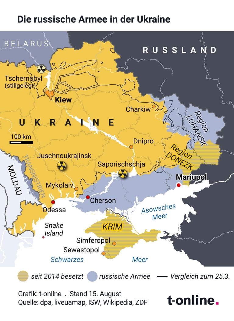 Die Ausdehnung der russischen Armee in der Ukraine