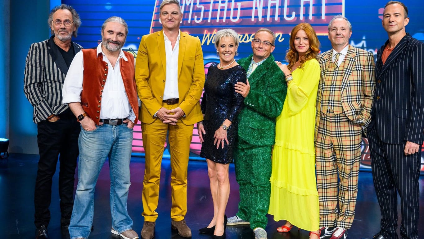 Die Gesichter bei "RTL Samstag Nacht": Tommy Krappweis, Stefan Jürgens, Tanja Schumann, Wigald Boning, Esther Schweins, Olli Dittrich und Mark Weigel.