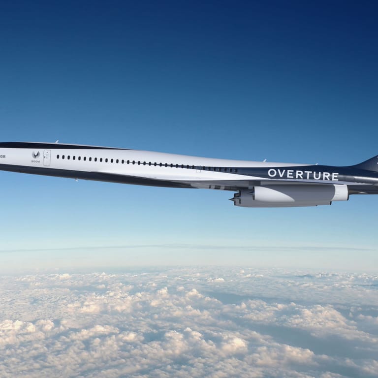 Boom Supersonic Overture: American Airlines, die größte Fluggesellschaft der Welt, hat 20 der Überschallflugzeuge bestellt. Dieses befindet sich derzeit noch in der Entwicklungsphase.