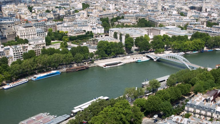 Die Seine in Paris: Die Polizei hat einen mutmaßlichen Dieb aus dem Fluss geholt und festgenommen.